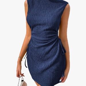 Elegant Navy Blue Sleeveless Dress